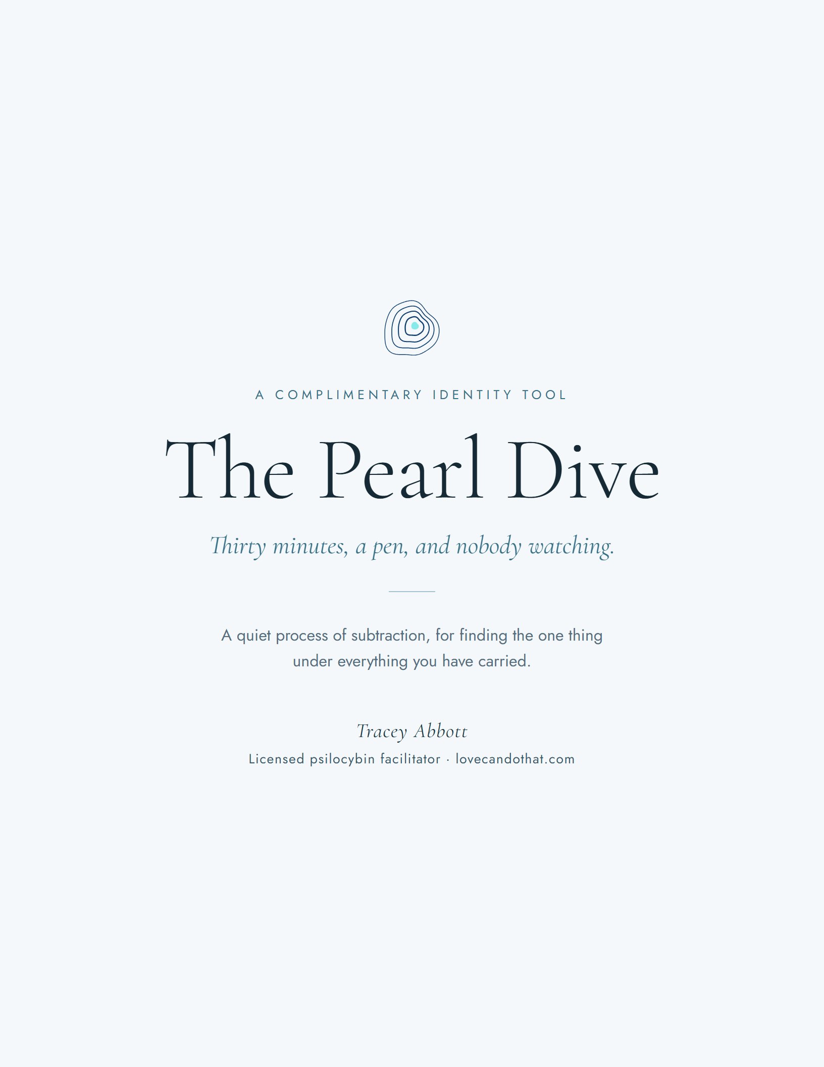 Cover of The Pearl Dive, a complimentary identity tool by Tracey Abbott